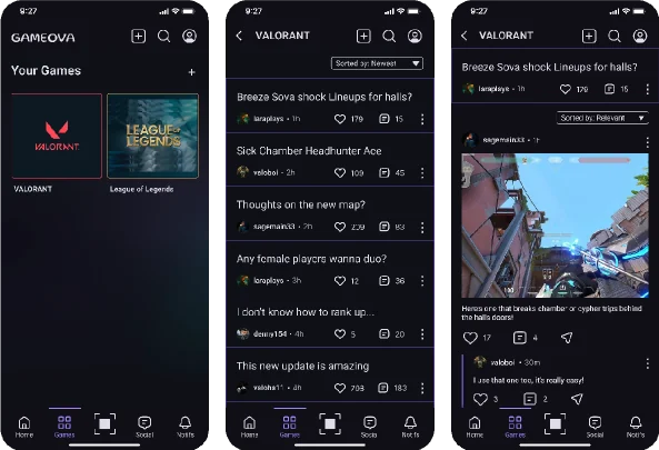 Final screens for game communities